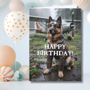 Geburtstag Deutscher Schäferhund Pilot Flugzeuge L Karte