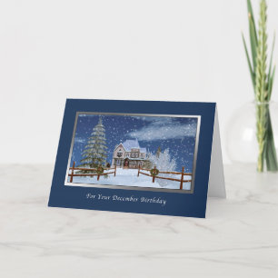 Geburtstag, Dezember, schneesichere Winterlandscha Feiertagskarte