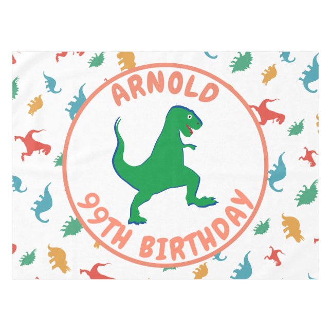 Geburtstag Dinosaur T Rex Kids Jurassische Tiere Tischdecke (Vorderseite (Horizontal))
