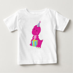 Geburtstag Dinosaurier, Rosa Dinosaurier, Party Ha Baby T-shirt