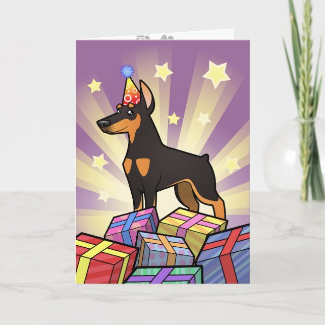 Geburtstag Doberman Pinscher (spitze Ohren) Karte (Vorderseite)