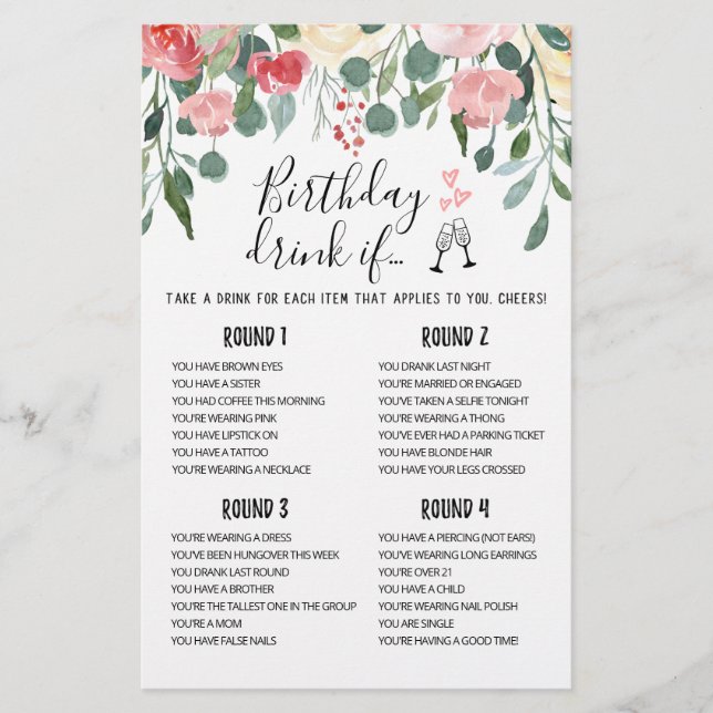 Geburtstag DRINK IF editierbar Geburtstagsparty Sp (Vorderseite)