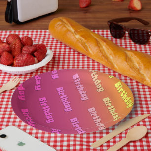 Geburtstag (Duellfarbe rosa) Pappteller