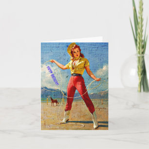 Geburtstag einer Vintage-Cowgirl Karte