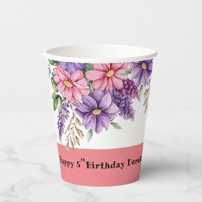 Geburtstag eines Blume-Liebhabers Pappbecher (Vorderseite)