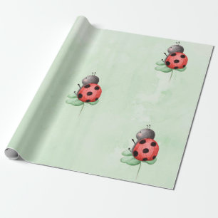 Geburtstag eines Ladybugs auf einer Wiese, Aquarel Geschenkpapier