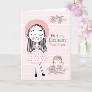 Geburtstag eines Mädchens Rosa und Schwarz mit Nam Karte