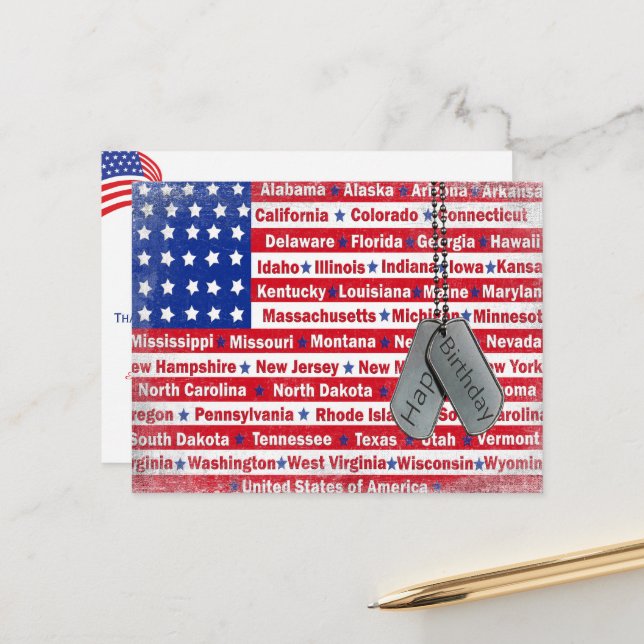 Geburtstag eines Soldaten Postkarte (Vorderseite/Rückseite Beispiel)