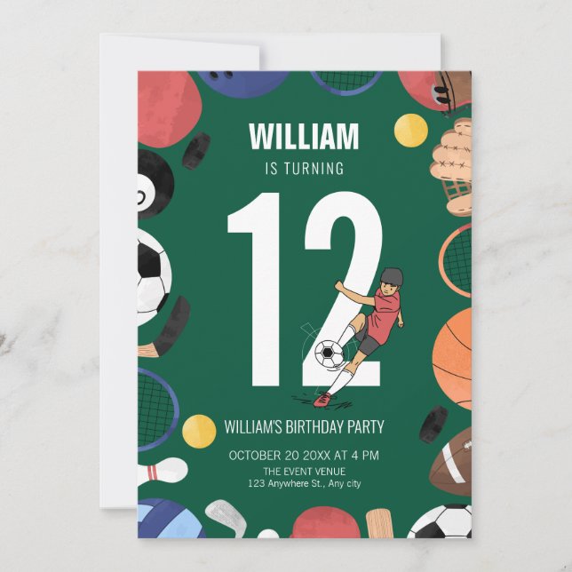 Geburtstag eines Sportlers Einladung (Vorderseite)
