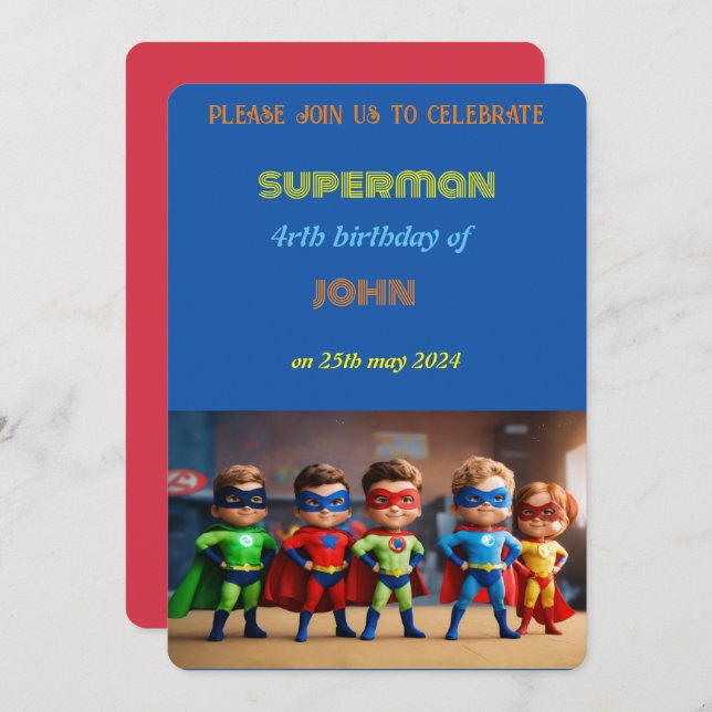 Geburtstag eines Supermanns Einladung (Vorne/Hinten)