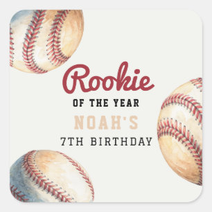 Geburtstag eines Vintage-Baseball-Neulings Quadratischer Aufkleber