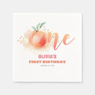 Geburtstag Eins Niedlich Pfirsichfrucht Serviette