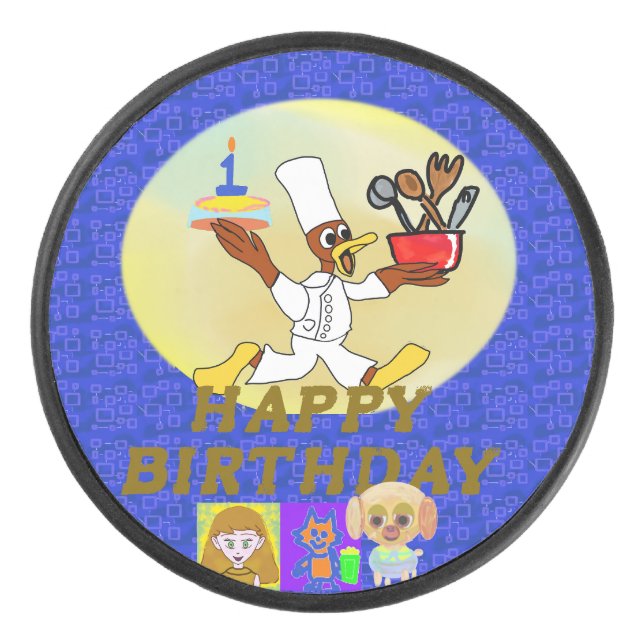 Geburtstag Eishockey Puck (Vorderseite)