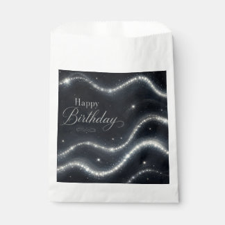 Geburtstag Elegant Schwarz Silber Diamant Wellen Geschenktütchen