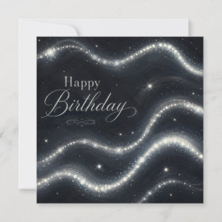 Geburtstag Elegant Schwarz Silber Diamant Wellen Karte