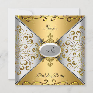Geburtstag Elegant Silber Gold Party 50. Einladung