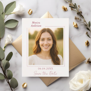 Geburtstag Elfenbein Roségold Foto Save the Date Flyer
