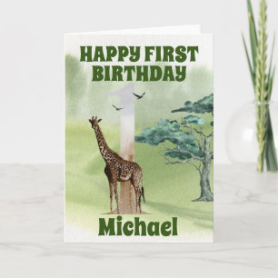Geburtstag Erster 1. Safari Giraffe Afrika Karte