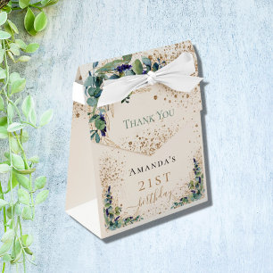 Geburtstag Eukalyptus gold Glitzer vielen Dank Geschenkschachtel