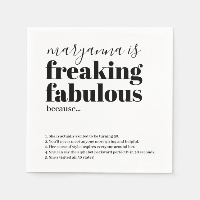 Geburtstag Fabulous Fakten Custom Napkins Serviette (Vorderseite)