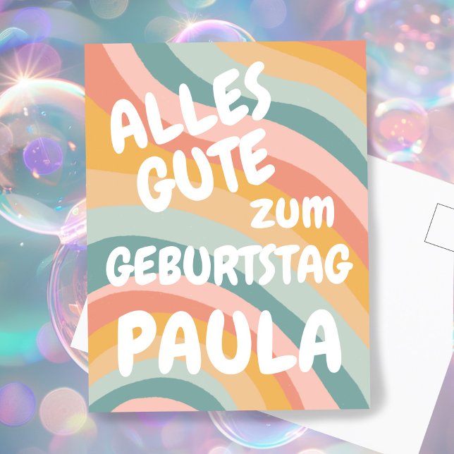 GEBURTSTAG Farbenfrohe Regenbogen Anpassen Postkarte (GEBURTSTAG Farbenfrohe Regenbogen Anpassen Postkarte Alles Gute)
