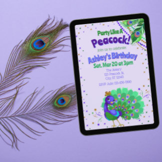 Geburtstag feiern wie ein Pfau Einladung