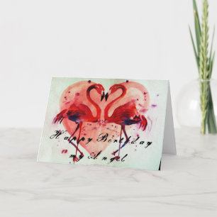 Geburtstag - Flamingo Grußkarte/Grußkarte Karte