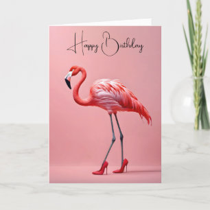 Geburtstag Flamingo mit roten Schuhen Karte
