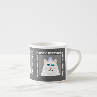 Geburtstag Fluffy White Cat Espresso Tasse