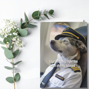 Geburtstag Fluglinienpilot Hund Flugzeug Lustig Lu Karte
