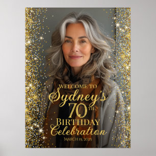 Geburtstag Foto Begrüßungszeichen Gold-Design Poster