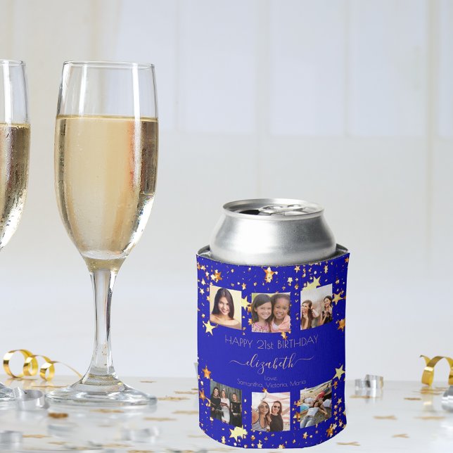 Geburtstag Foto Collage Royal Blue besten Freunde Dosenkühler (Von Creator hochgeladen)