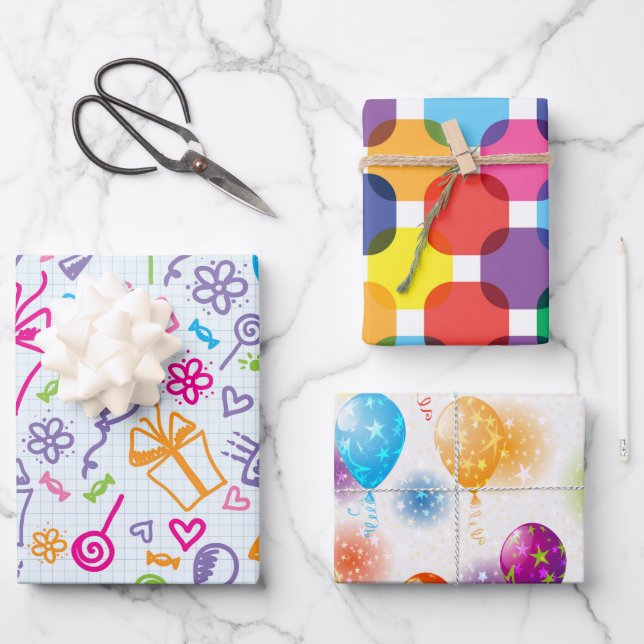 Geburtstag Fun Wrapping Paper Sheets Geschenkpapier Set (Vorderseite)