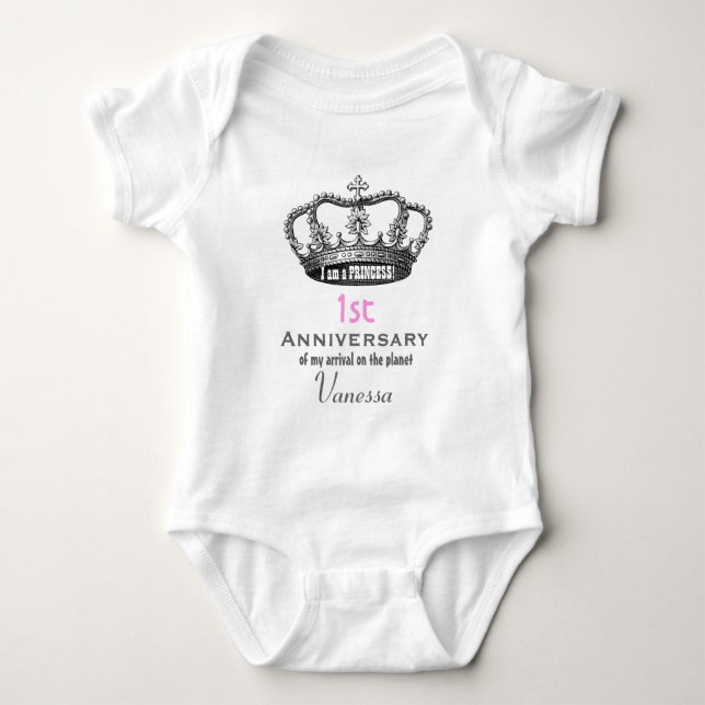 Geburtstag Funny Princess Crown V01 Baby Strampler (Vorderseite)