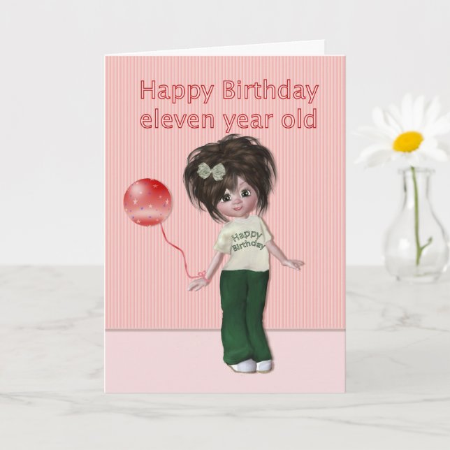 TSVATE Geburtstagskarte Zum 11. Geburtstag – Rosa Mit Glitzer, 20,6x14,5 Cm | Personalisierbar, Für Mädchen