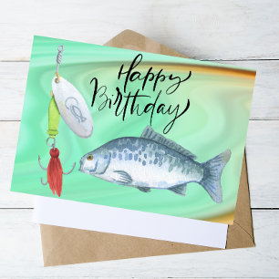 Geburtstag für Angelfreunde mit Fisch Angel Wasser Postkarte