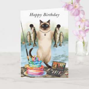 Geburtstag für Angelfreunde mit Wasserfarben Fisch Karte