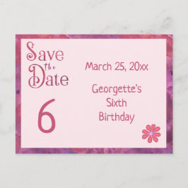 Geburtstag für ein Mädchen Save the Date 6. Ankündigungspostkarte