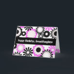 Geburtstag für eine Enkelin, helle Blumen Karte<br><div class="desc">Mutige,  rosa,  weiße und schwarze Blumen mit einem retro Blick,  werden auf diesem Geburtstagsgruß für eine Enkelin gekennzeichnet. Meine lustigen Sinnesgrüße. Das Innere dieser Karte ist freien Raum verlassen worden,  damit Sie Ihre eigenen Wörter oder Gefühle addieren können.</div>