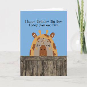 Geburtstag für einen 5-jährigen Jungen mit Giraffe Karte