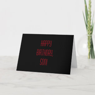 Geburtstag für einen Sohn, rote Briefe auf schwarz Karte