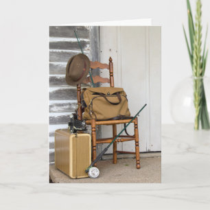 Geburtstag für ihn Vintage Angelrute Karte