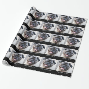 Geburtstag, für John, niedlicher Mops, Geschenkpapier