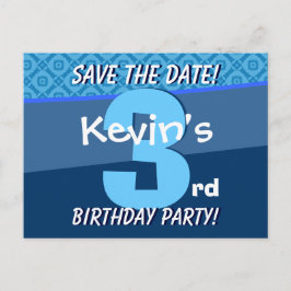 Geburtstag für Junge Save the Date Blue V07B Ankündigungspostkarte