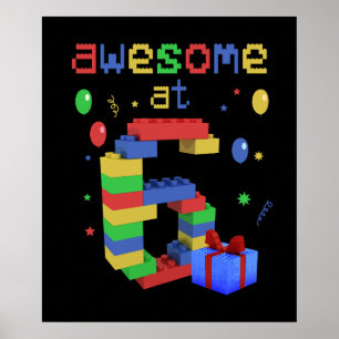 Geburtstag für Kinder 6 Gebäude Steine 2016 Poster