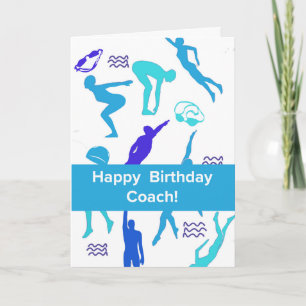 Geburtstag für Schwimmtrainer mit Schwimmsilhouett Karte
