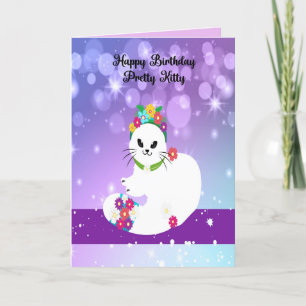 Geburtstag für White Kitty Card Dankeskarte