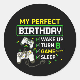 Geburtstag Gaming Boy Geburtstagsgeschenk für Game Runder Aufkleber