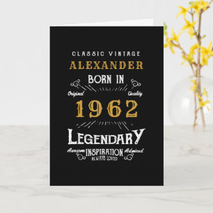 Geburtstag Geboren 1962 Vintages Schwarzes Gold Karte