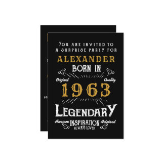 Geburtstag Geboren 1963 Schwarzer Retro Einladung